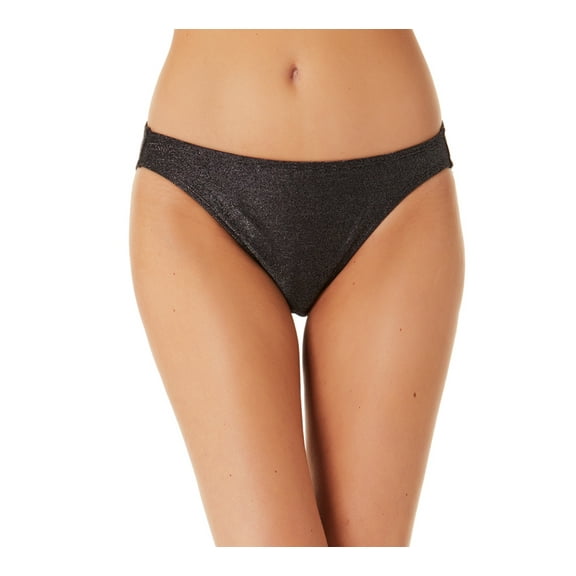 California Waves Junior's Metallic Shine Hipster Bikini Bottoms Swimsuit Black Size Medium
