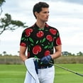 thumbnail image 2 of Kdxio Cherry Print Men's Short Sleeve Polo Shirt,Midweight Men's Shirt, 2 of 5