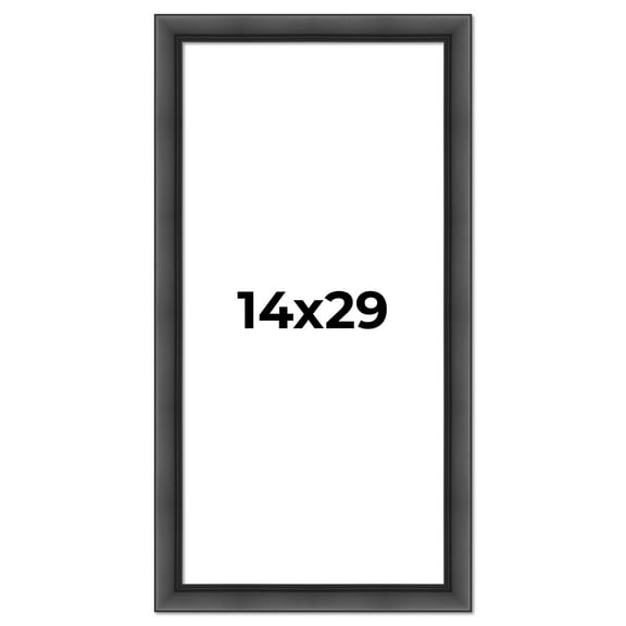 14x29 - 14 x 29 Contemporary Black Solid Wood Frame with UV Framer's Acrylic & Foam Board Backing -