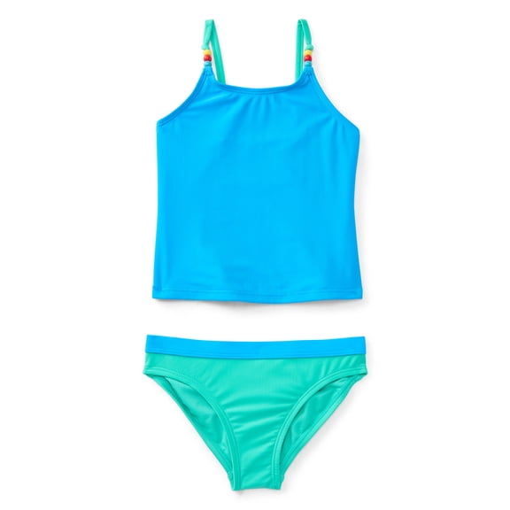 Wonder Nation Girls Everyday Tankini Swim Set with UPF 50 , 2-Piece, Sizes 4-18 & Plus