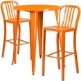 thumbnail image 2 of Flash Furniture Commercial Grade 30" Round Orange Metal Indoor-Outdoor Bar Table Set with 2 Vertical Slat Back Stools, 2 of 5