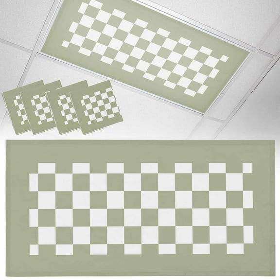 4 Pack Sage Green Fluorescent Light Covers for Ceiling Lights Checkerboard Plaid Magnetic Ceiling Light Covers Overhead Light Filters for Office Classroom Home
