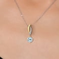 thumbnail image 3 of Gem Stone King 925 Silver and 10K Yellow Gold Sky Blue Topaz and White Lab Grown Diamond Pendant Necklace for Women | 1.03 Cttw | Gemstone November Birthstone | Round 6MM | With 18 inch Chain, 3 of 6