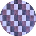 thumbnail image 1 of Ahgly Company Indoor Round Checkered Blue Modern Area Rugs, 5' Round, 1 of 4