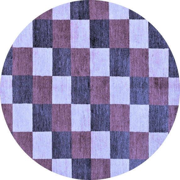 Ahgly Company Indoor Round Checkered Blue Modern Area Rugs, 5' Round
