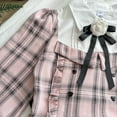thumbnail image 5 of Uniform Set Women College Pink Plaid Shirt Top + Pleated Short Skirt Y2K Suits Female Sweet Lolita Set, 5 of 15