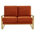 thumbnail image 4 of LeisureMod Loveseat Upholstered in Velvet with Gold Stainless Steel Sled Base and Removable Cushions for Modern Home, Living Room, Offices Jefferson Collection in Orange, 4 of 8