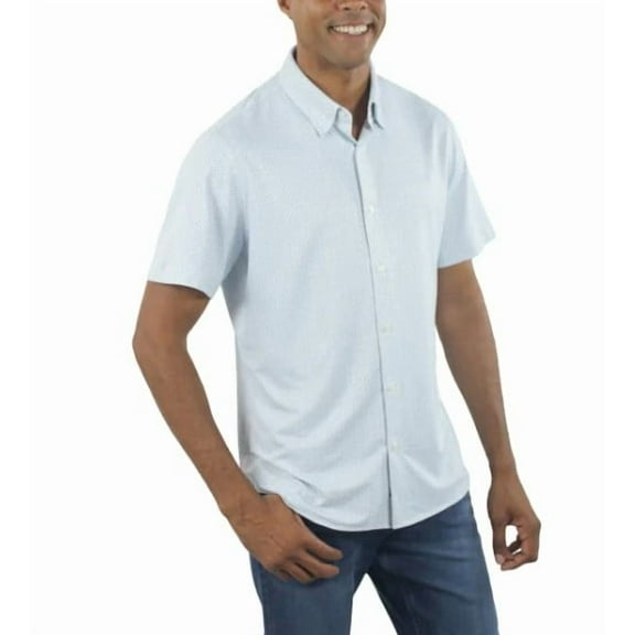 Jachs NY Men's Size Medium Short Sleeve Woven Button Front Shirt, White