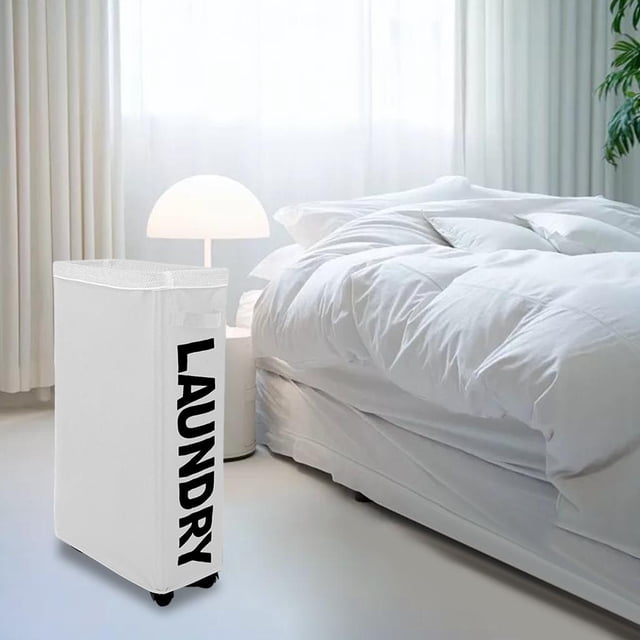 Lavandería enrollable, lavadero con ruedas, organizador de carrito de lavandería, red desmontable, papelera , de lavandería para sala Gris claro perfecl Ropa sucia