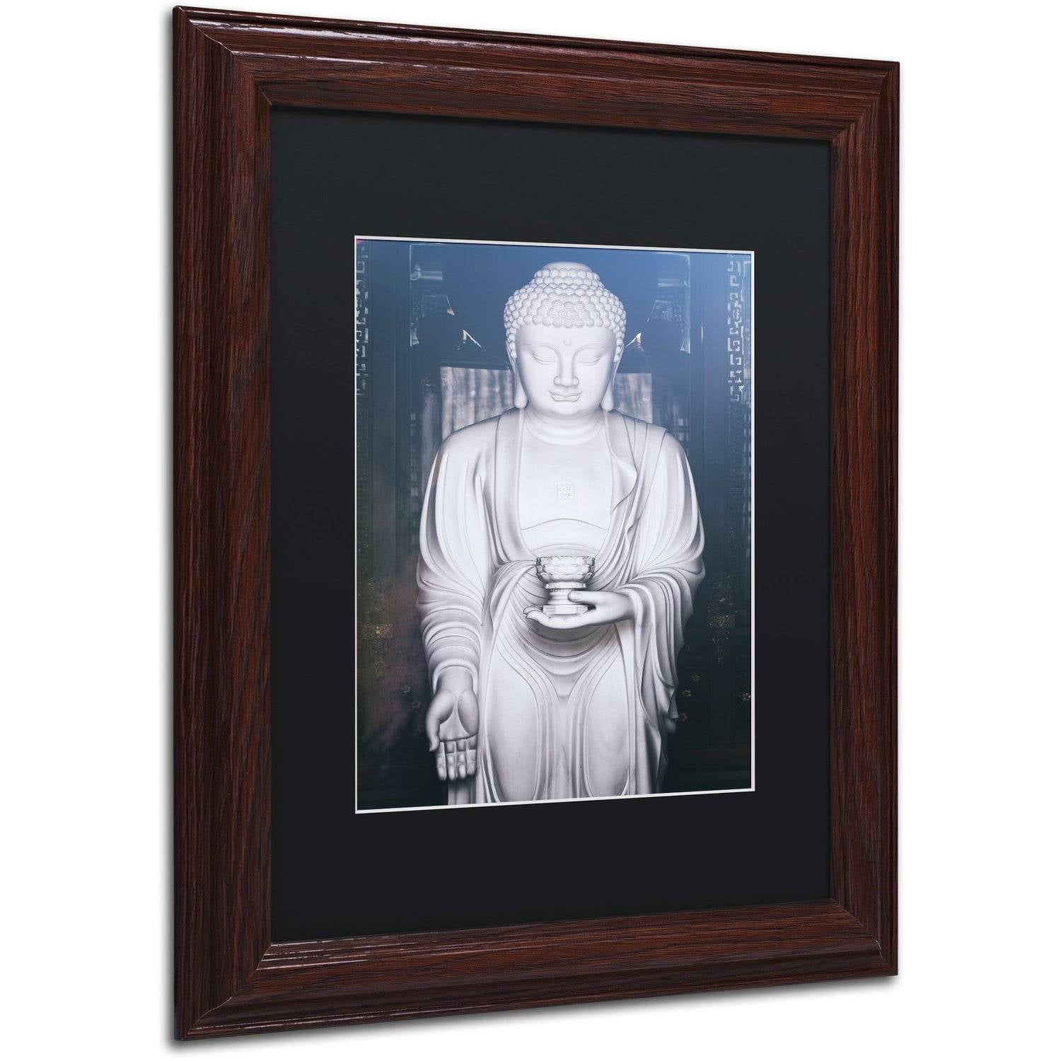 Trademark Fine Art "White Buddha" Canvas Art by Philippe Hugonnard, Black Matte, Wood Frame