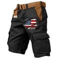 thumbnail image 2 of Men's American Flag Cargo Shorts With Belt Included And Multi Pockets Featuring Contrast Lining Detail For Summer Outdoor Work Hiking Fishing Camping Yard Work Black L, 2 of 5