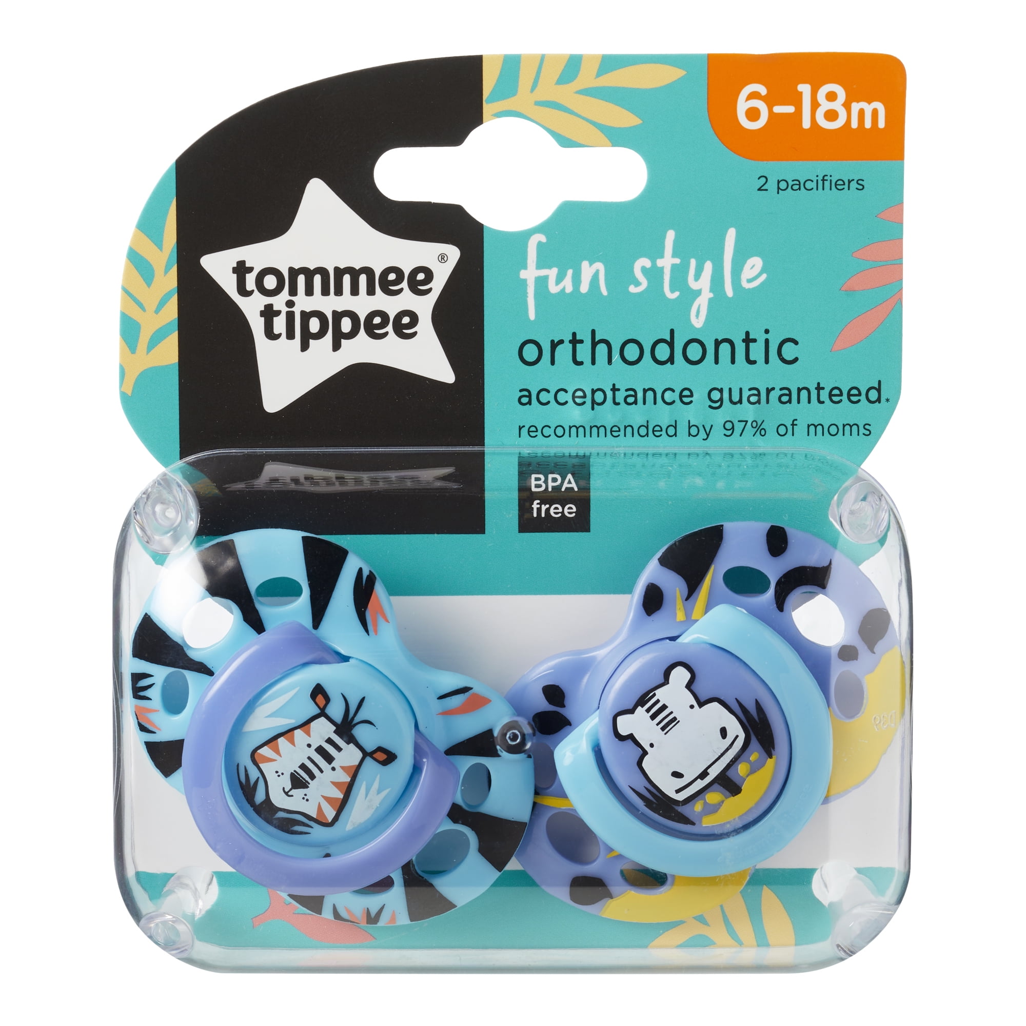 Light Blue Robots 1 2 3 6 12 Packs Tommee Tippee Fun Style Soother 0-6m Blue