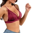thumbnail image 7 of Alun Lace Deep V-Neck Bras for Women No Underwire Thin Padding Comfortable Breathable Bralettes 2026 Spring Summer Fashion Wavy-Edge Pure Color T Shirt Bra Red L, 7 of 7