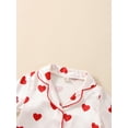 thumbnail image 2 of Conjunto de pijama Vigorbear para niña pequeña, para San Valentín, manga larga, cuello solapa, botones, estampado de corazón, top, pantalones rectos, ropa de dormir, 2 of 6