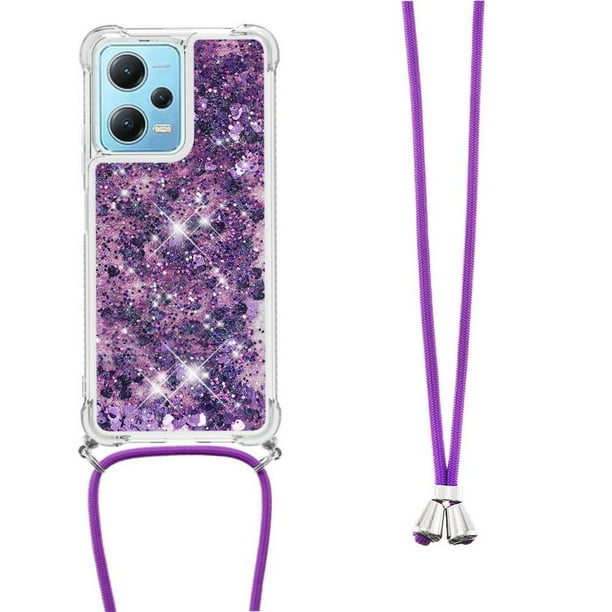 Funda FOXDOCK para Xiaomi Redmi Note 12 4G con Cuerda Ajustable, Brillo Líquido, Protección Antigolpes y Lente – Ideal para Regalo