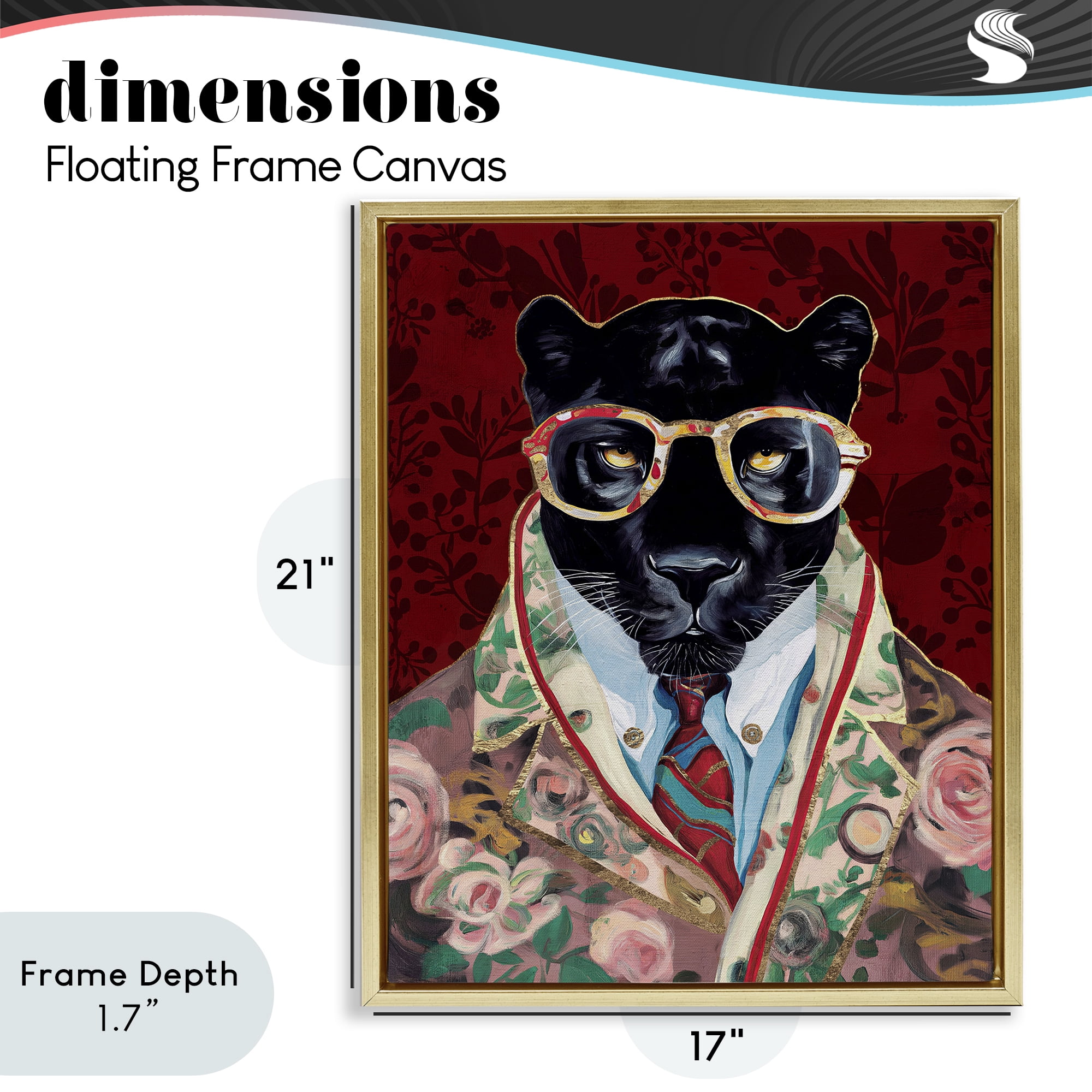 Stupell Industries Fashionable Scarlet Panther Gold Framed Floater Canvas Wall Art, design by Svetlana Aleynikova