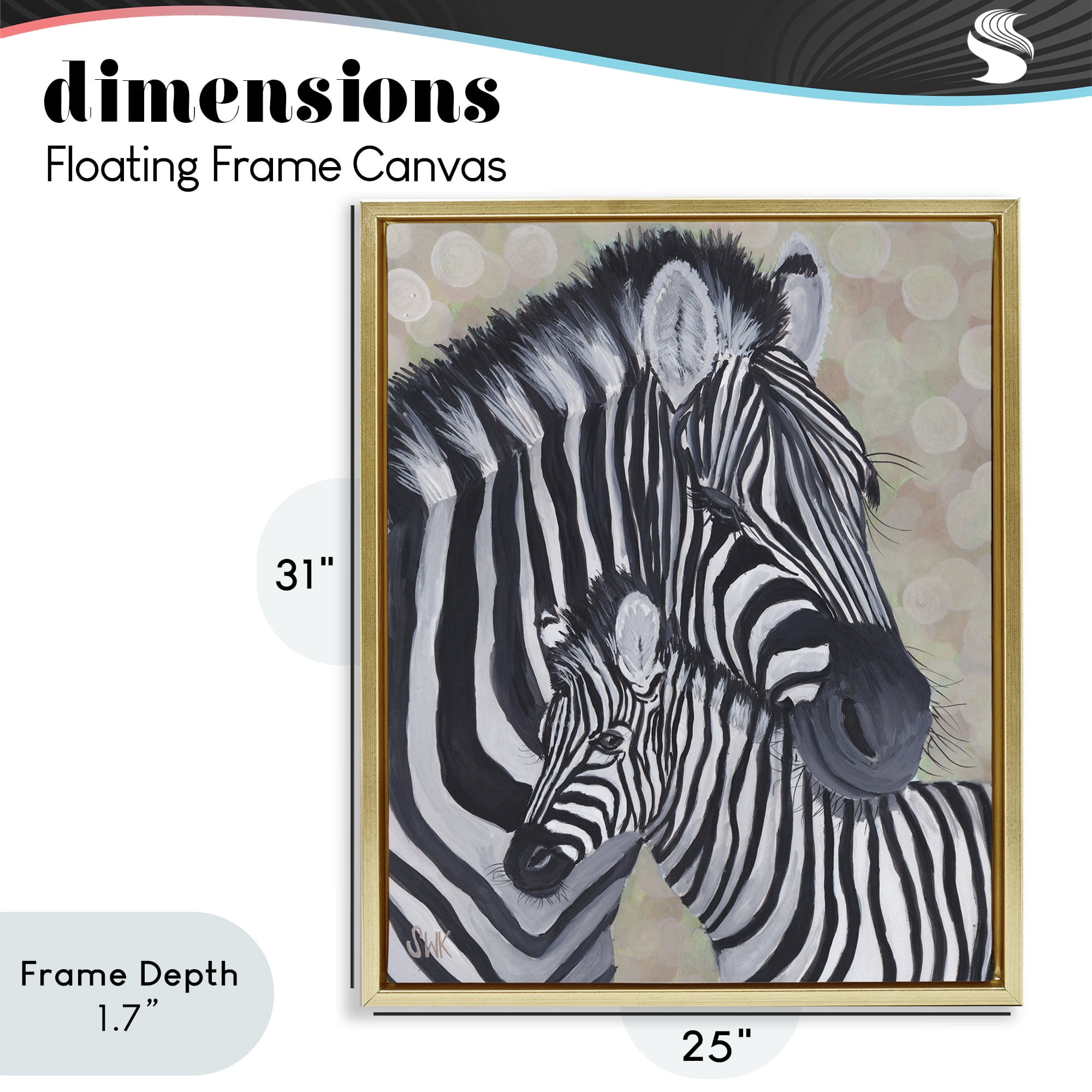 Stupell Industries Mama Zebra & Her Foal Gold Framed Floater Canvas Wall Art, design by Sarah Waldron Kimball