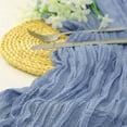 thumbnail image 2 of 6 Pack Dusty Blue Cheesecloth Table Runner 10FT Boho Gauze Fabric Table Runner 35 x 120 Inch Rustic Sheer Runner for Summer Wedding Decor Baby Shower Party Boho Table Decoration, 2 of 7