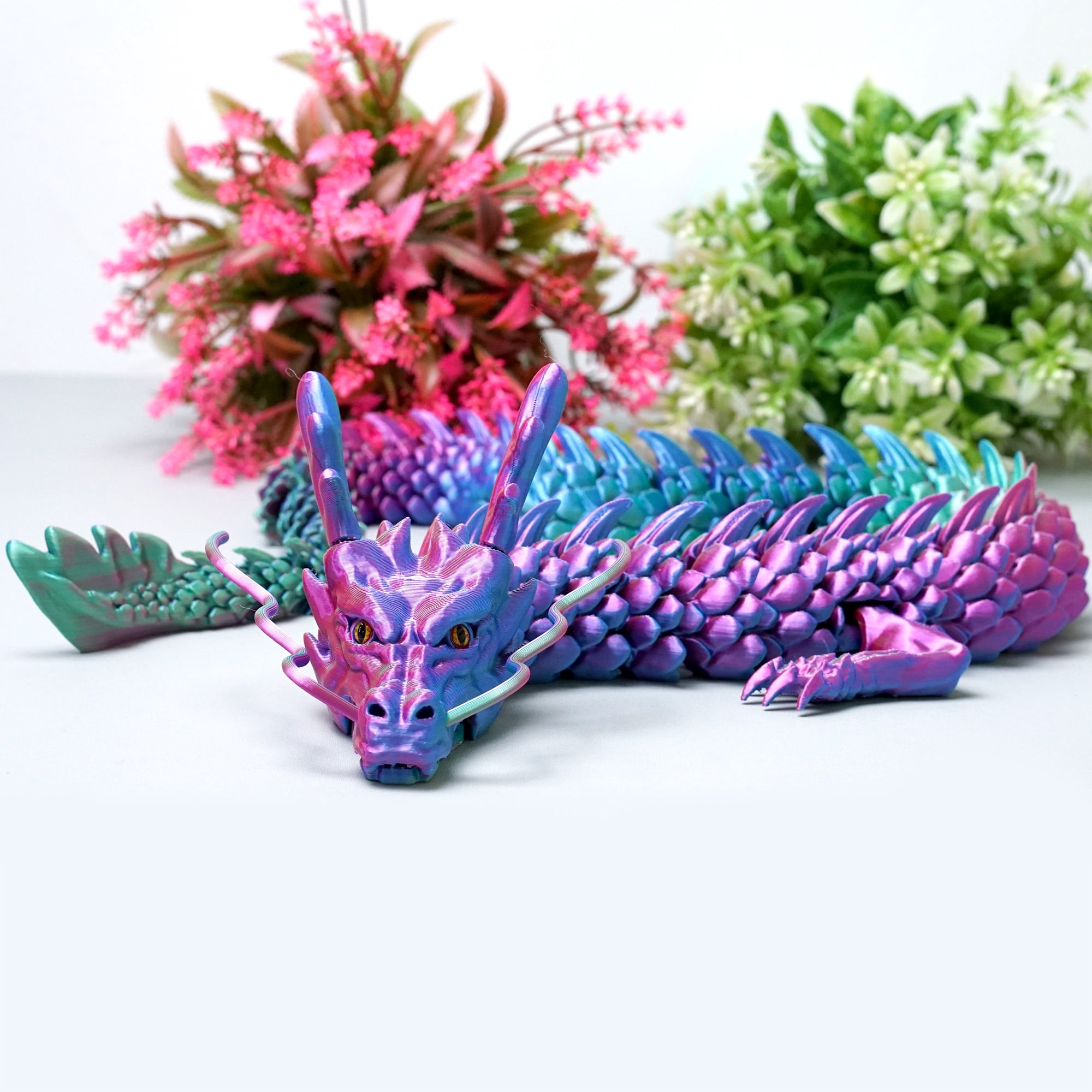 33.5inch 3D Printed dragon,Flexible Joint Animal lacertid Figurines,Realistic Eyes, Home Office Decor,Fidget Toy for Adults Teens Boy Festival Gifts