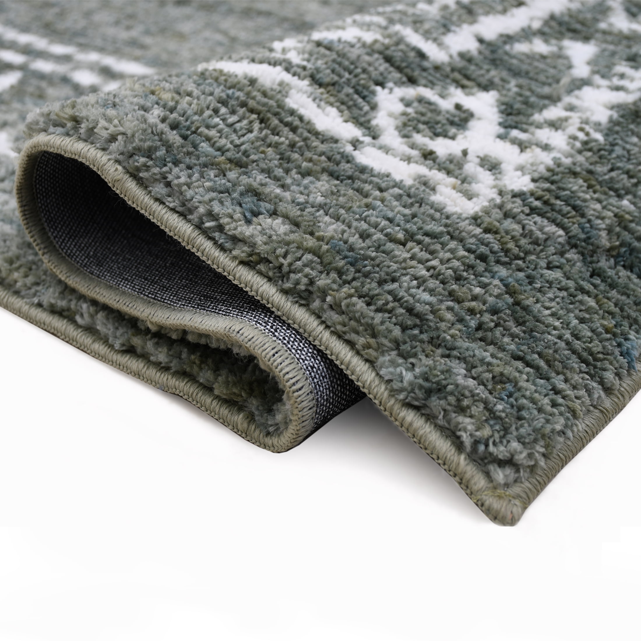 Mainstays Green Bordered Tufted Washable Area Rug 5 x 7