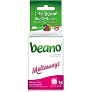 Beano Meltaways, Gas Prevention & Digestive Enzyme Supplement, Strawberry Flavor, 15 Count