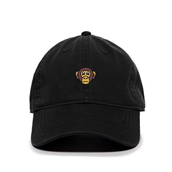 Chimpanzee Head Baseball Cap Embroidered Cotton Adjustable Dad Hat Black