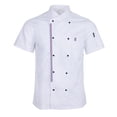 thumbnail image 2 of Mujeres Hombres Chaqueta de Chef Abrigo Cocina Cocina de manga corta Ropa de trabajo Restaurante - Blanco Sunnimix uniforme de chaqueta de chef, 2 of 8