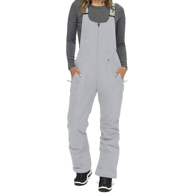 Women's Snow Bibs Ski Waterproof Insulated Overalls Ripstop Snowboard Pants Winter Sleeveless Jumpsuit
