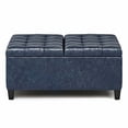thumbnail image 2 of SIMPLIHOME Harrison Pouf de Rangement Carré de 36 Pouces de Large pour Table Basse avec Dessus Relevable, Tabouret Repose-Pieds Cocktail en Similicuir Bleu Capitonné Rembourré pour le Salon, Traditionnel, 2 of 5