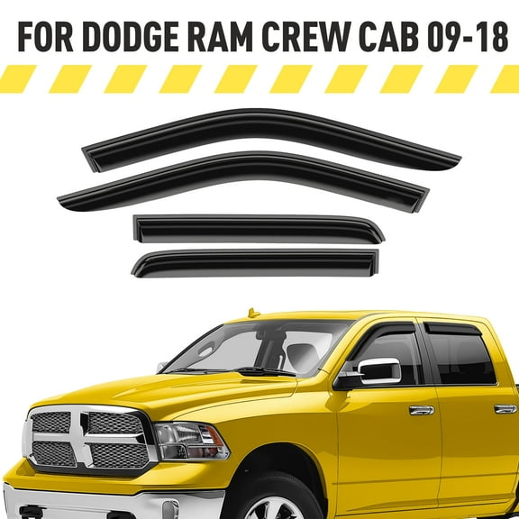 AEROGUYS Tape-On Window Deflectors Extra Durable Window Visors Rain Guards Fit for Dodge Ram 1500 2009-2018 Crew Cab, Sun Visors, Wind Deflectors, Vent Visors, Truck Accessories - 4pcs. AG0028