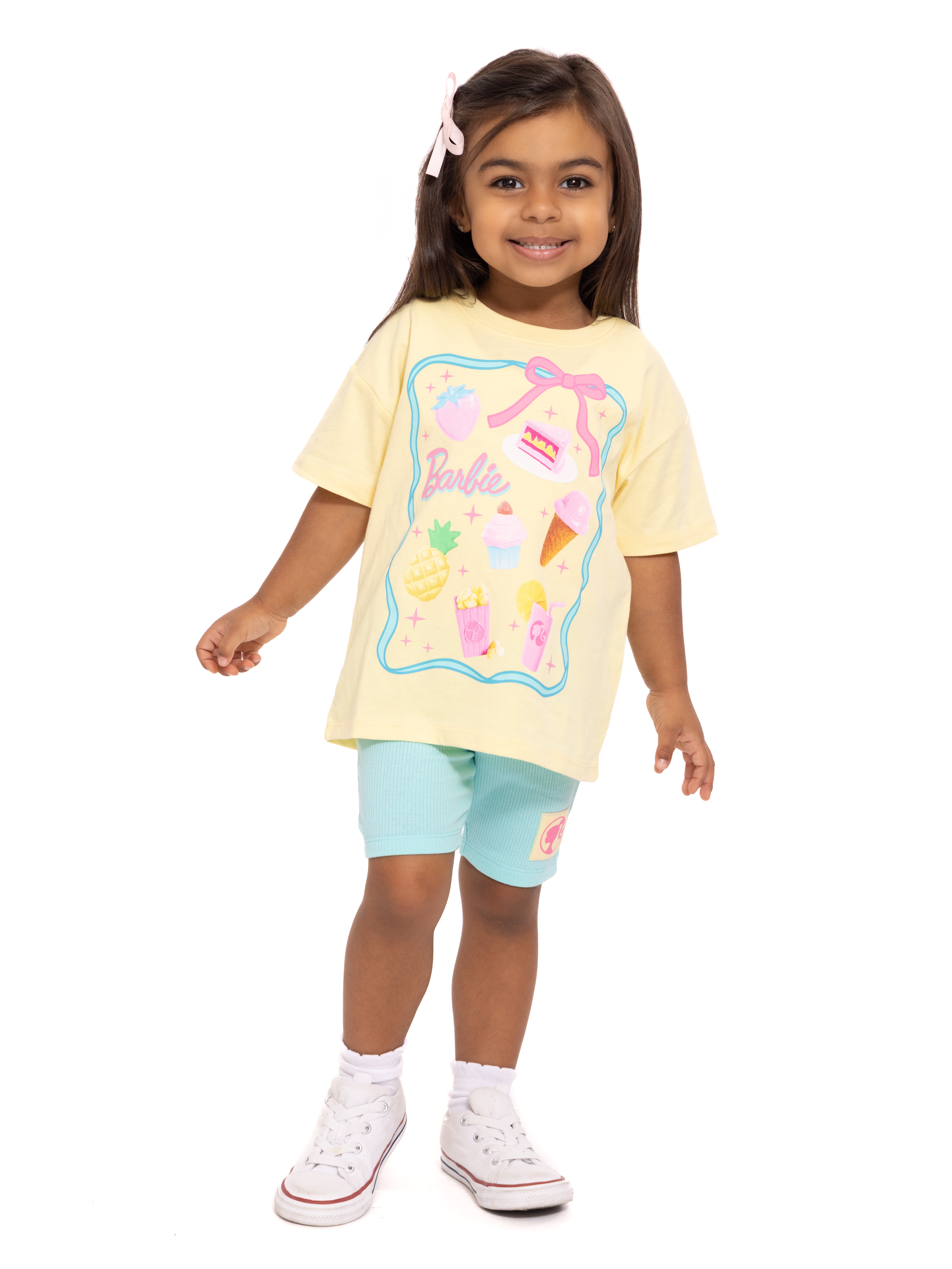 Barbie Toddler Girls Graphic Tee and Bike Shorts Set, 2-Piece, Sizes 12M-5T