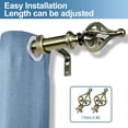 thumbnail image 4 of Urbanest Adjustable Single Curtain Rod Set Portia Finials – 1 -Inch Diameter, With Antique Brass Rod, 84–120 Inches, 4 of 6