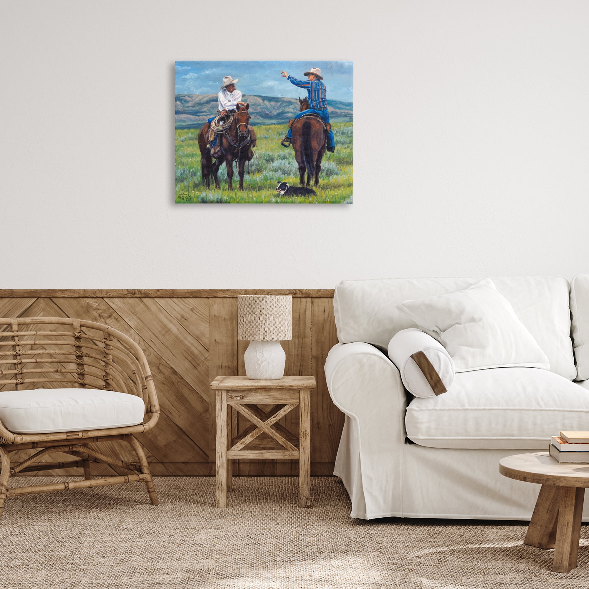 Stupell Industries Cowboy Logic Scene Animals & Insects Painting Gallery Wrapped Canvas Art Print Wall Art, 30 x 24