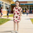 thumbnail image 4 of Love Pattern Girls' Casual Dresses Short Sleeve Cotton Dress for School Daily Wear 4T, 4 of 8