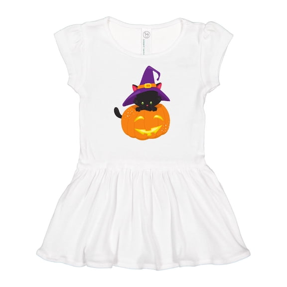 Inktastic Black Cat, Pumpkin, Cat With Witch Hat, Halloween Girls Baby Dress