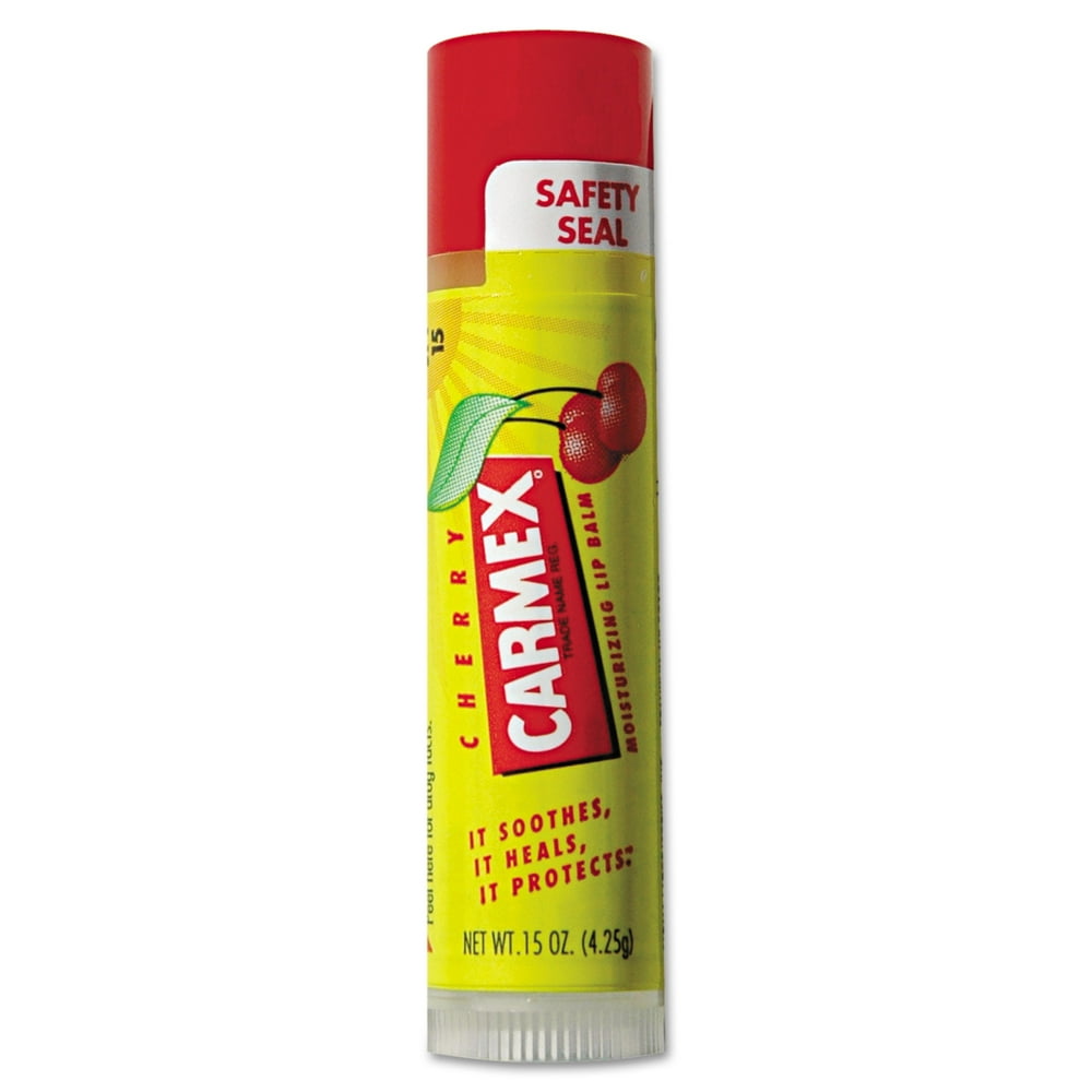 Carmex Cherry Flavored SPF 15 Lip Balm, 24 count