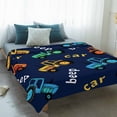 thumbnail image 4 of Cartoon Tractor Blanket Soft Cozy Warm Throw Blanket for Couch, Plush Fuzzy Flannel Fleece Blankets for Sofa, Cute Beep Car Digger Shovel Truck Navy Blue Bed Blankets Gifts for Men, 50"x60", 4 of 9