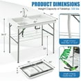 thumbnail image 3 of Gymax 2-in-1 Folding Fish Cleaning Table Portable Camping Table w/ Faucet White, 3 of 10