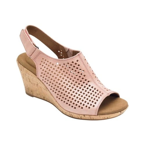 rockport briah perforated leather wedge sandals