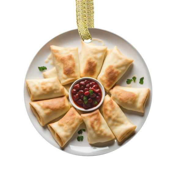 Blintzes Crepes with Berry Sauce Comfort Food Lovers Foodie Novelty Holiday Christmas Ornament Xmas Tree Gift (Flat Design Printed on Ceramic, NOT 3D)