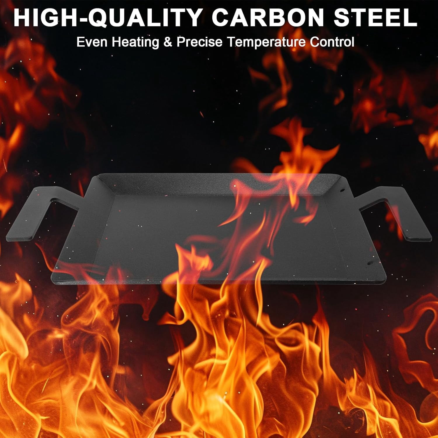 Carbon Steel Griddle - Professional Non-Stick Flat Top Cookware for Induction, Stove, Gas Grill, Electric & More