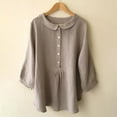 thumbnail image 3 of Women Shirts Vintage Pocket Shirt Stand Collar Button Pullover Top, 3 of 3