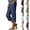 08# Navy, variant on Cotton Linen Wide Leg Capri Trousers for Women Drawstring Elastic Waist Casual Lounge Pants Breathable Summer Vacation Beach Cropped Pants White S