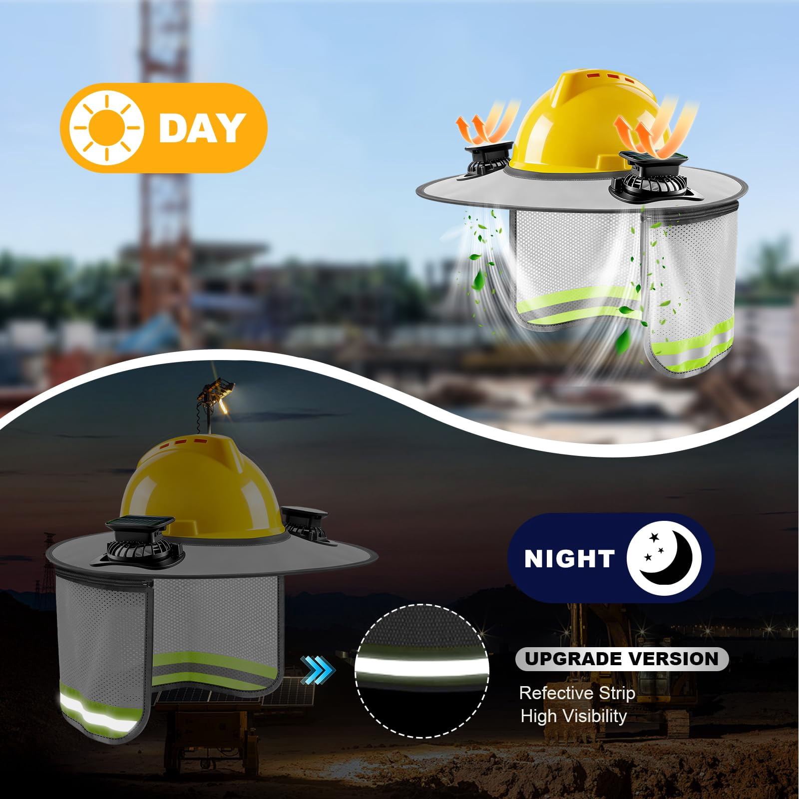 Hard Hat Sun Shade, Hard Hat Visor Full Brim Hardhat Sun Shield
