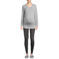 thumbnail image 2 of Oh! Mamma Maternity Women's Ruched V-Neck T-Shirt with Long Sleeves, 2 of 6