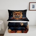 thumbnail image 4 of Fox Comforter Set Galaxy Stars Moon Bedding Set,Jungle Woodland Animals Quilt Exotic Wildlife Duvet Insert,Boho Decor, 4 of 5