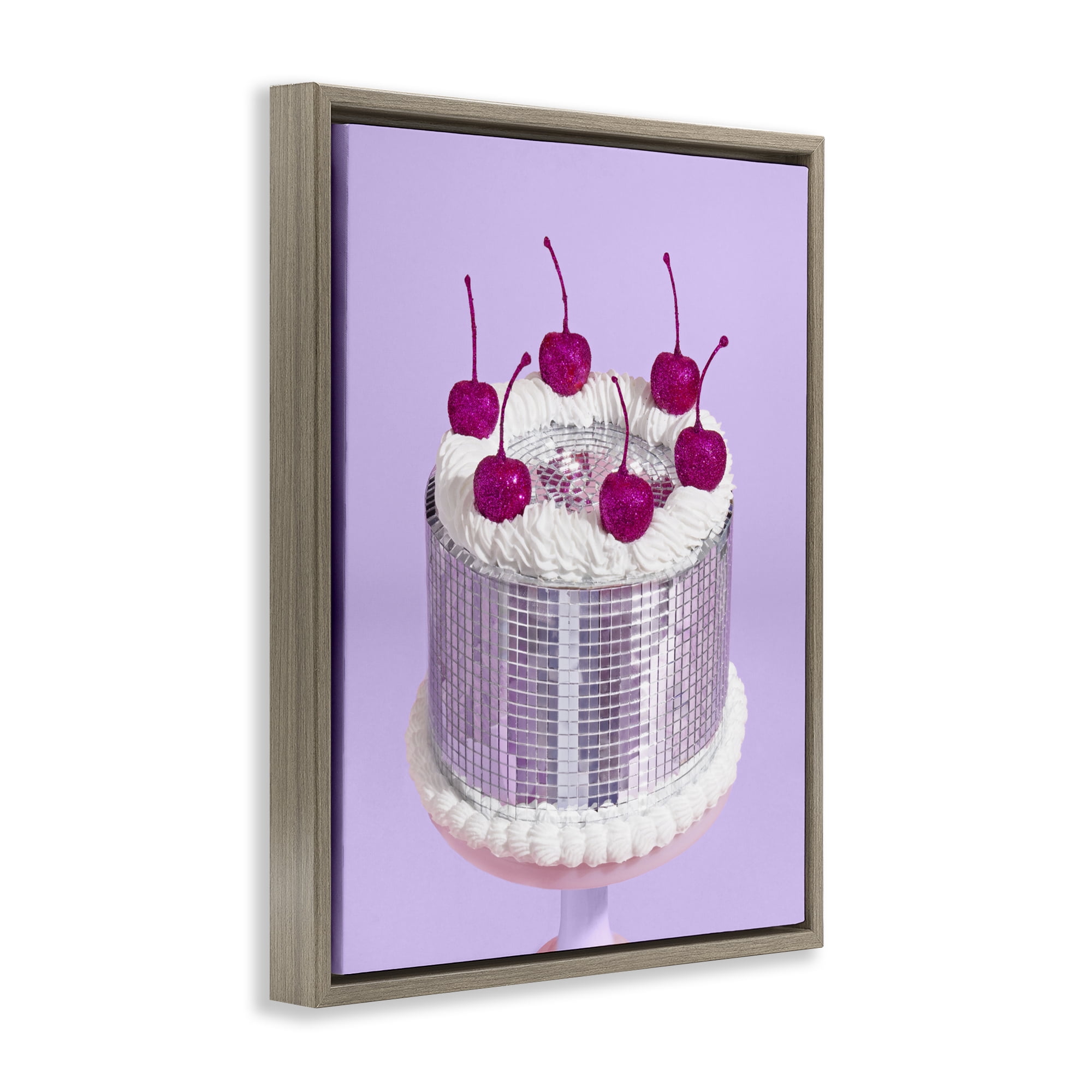 Stupell Industries Gleaming Disco Cake Brown Framed Floater Canvas Wall Art, design by LISH Creative