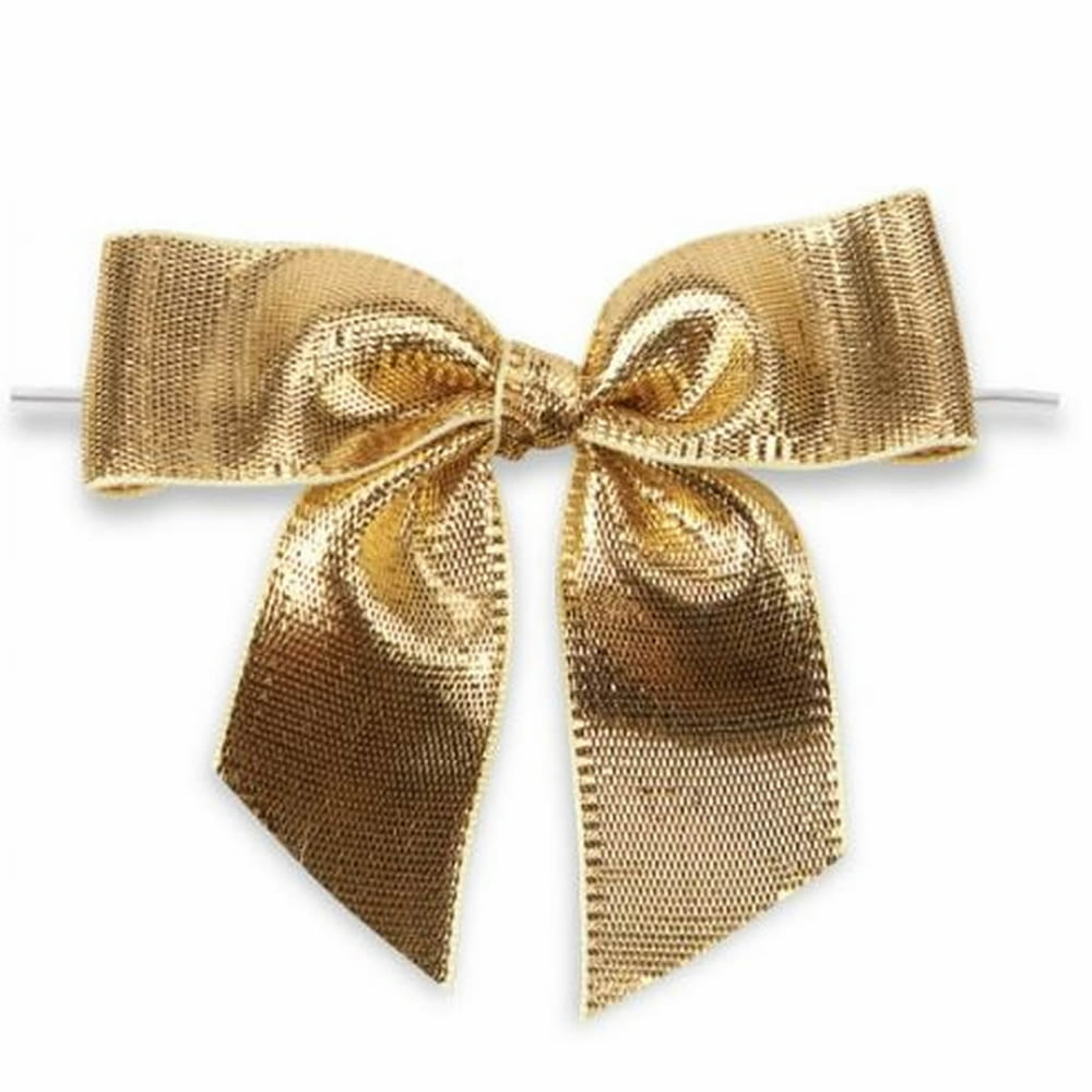 Weststone 50pcs Metallic Gold Bows 3 1/2