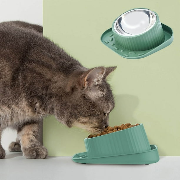 RKSTN Cat Bowls Pet Spill Prevention Eating Bowl Green
