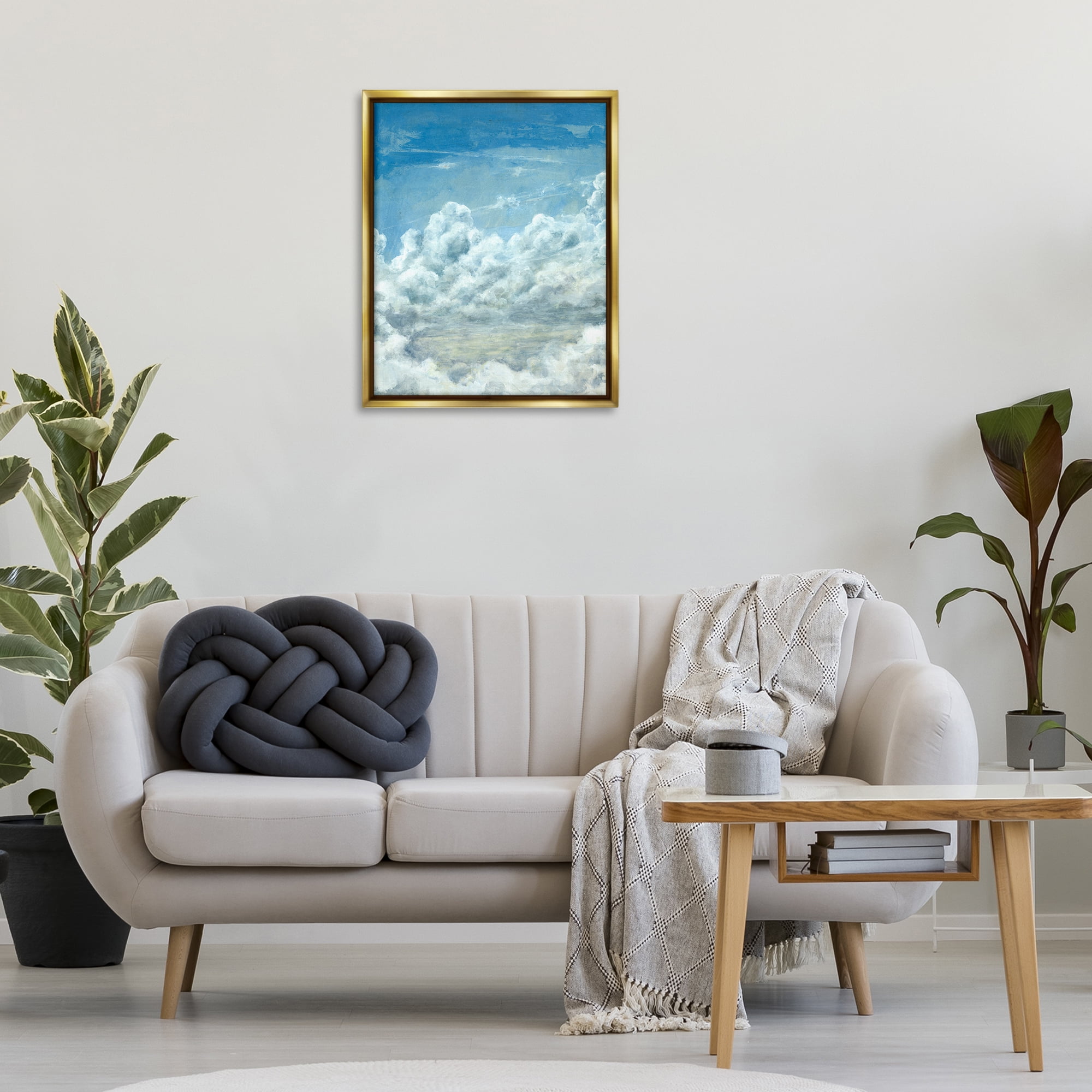 Stupell Industries Structured Traditional Clouds Landscape & Nature Painting Gold Floater Framed Canvas Art Print Wall Art, 25 x 31